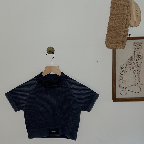 SOLD | Lebod Charcoal Ribbed Cropped Workout Shirt - Picture 3 of 5